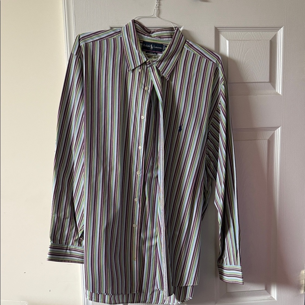 Ralph Lauren Men's Striped Button Down Shirt - Green, Blue, Purple